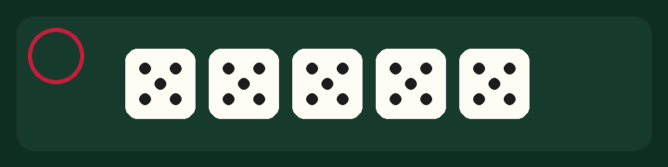 Five matching dice — a Yahtzee